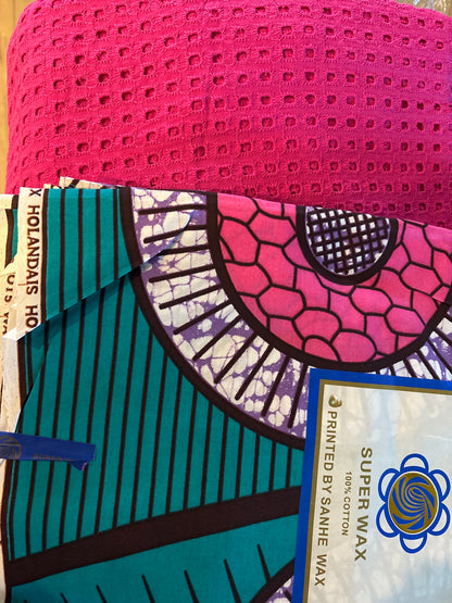 African Print Fabric for sewing - 3 yard Ankara + 2 yard Lace